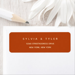 Burnt Orange Minimalist Wedding Return Address Label