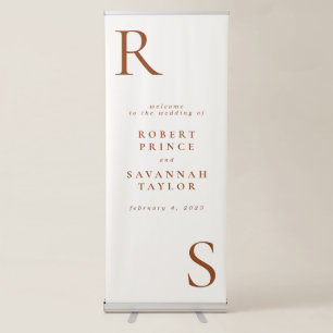 Burnt Orange Minimalist Wedding Welcome Retractable Banner