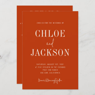 Burnt Orange Modern Bold Custom All-in-one Wedding Invitation
