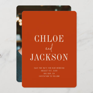 Burnt Orange Modern Bold Photo Wedding Save The Date
