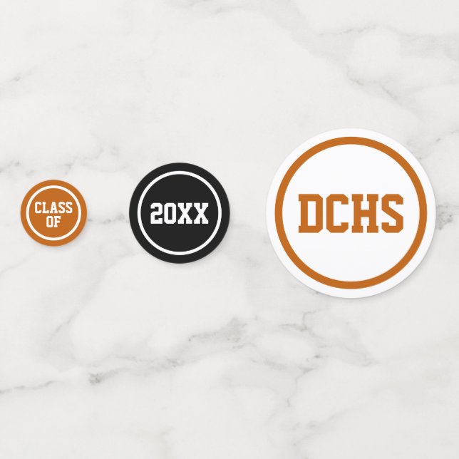 Burnt Orange Modern Circles Photo Graduation Confetti (Fronts)