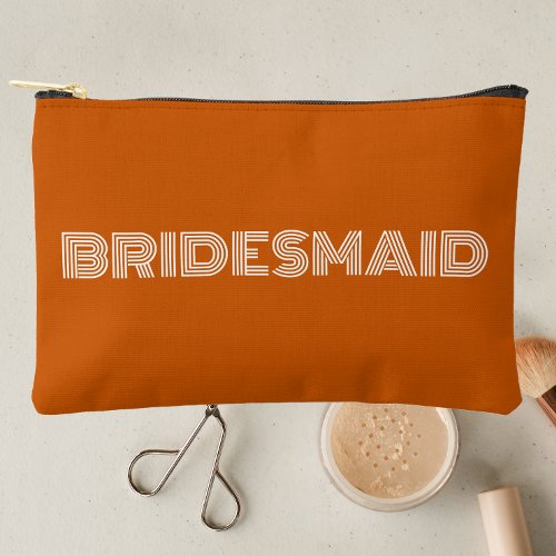 Burnt Orange Modern Minimalist Bridesmaid Accessory Pouch