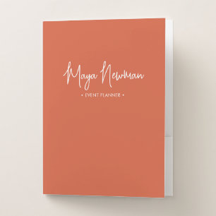 BURNT ORANGE  Modern Minimalist Feminine Monogram  Pocket Folder