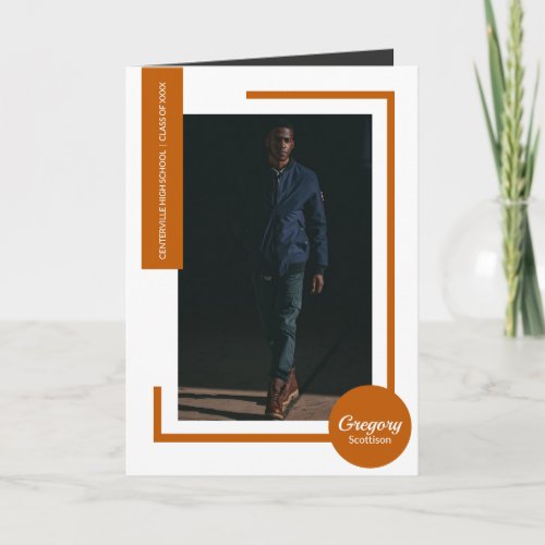 Burnt Orange Modern Photo Graduation Invitation