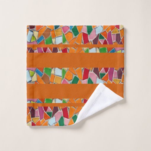 Burnt Orange Mosaic Pattern Bath Towel Set Zazzle