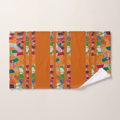 Burnt Orange Mosaic Pattern Bath Towel Set Zazzle