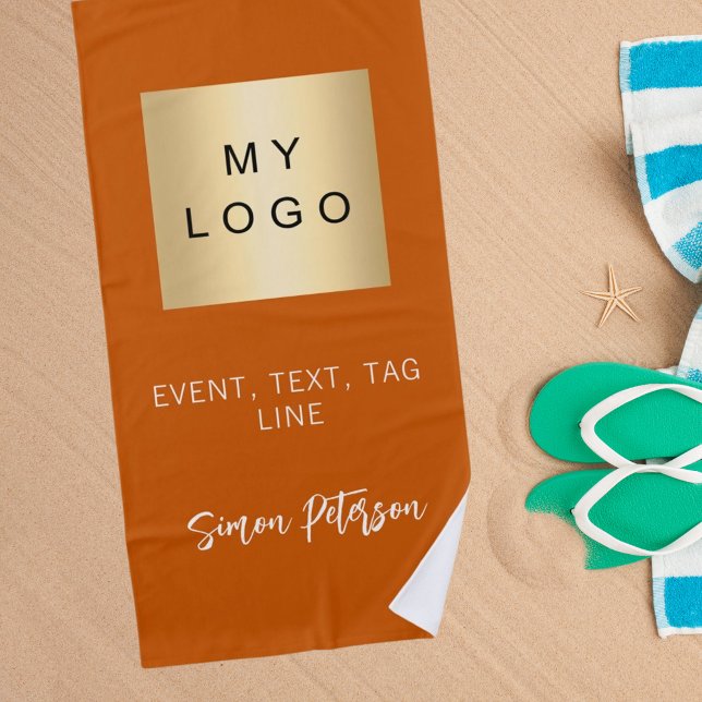 Burnt orange name signature business logo beach towel (Creator Uploaded)