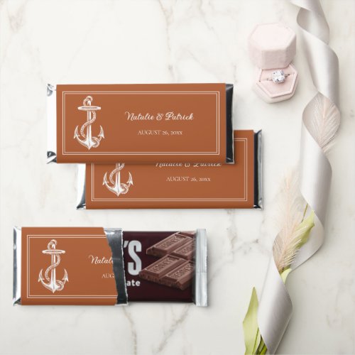 Burnt Orange Nautical Anchor Hershey Bar Favors