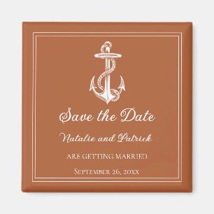 Burnt Orange Nautical Anchor Save the Date Magnet