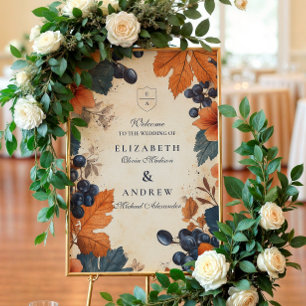 Burnt Orange & Navy Berries Wedding Foam Board