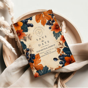 Burnt Orange & Navy Berries Wedding Save The Date