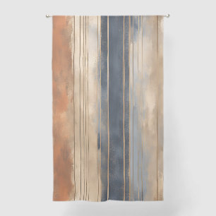 Burnt Orange Navy Dusty Blue Distressed Stripe Sheer Curtains