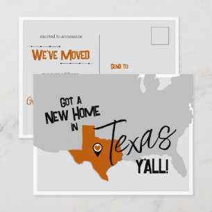 Burnt Orange New Home in Texas Y'all Moving Postcard