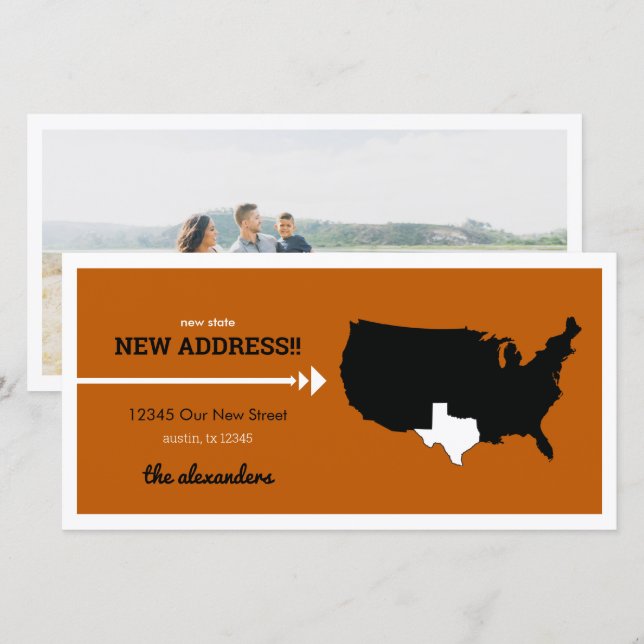 Burnt Orange New State, New Address! Texas Moving (Front/Back)