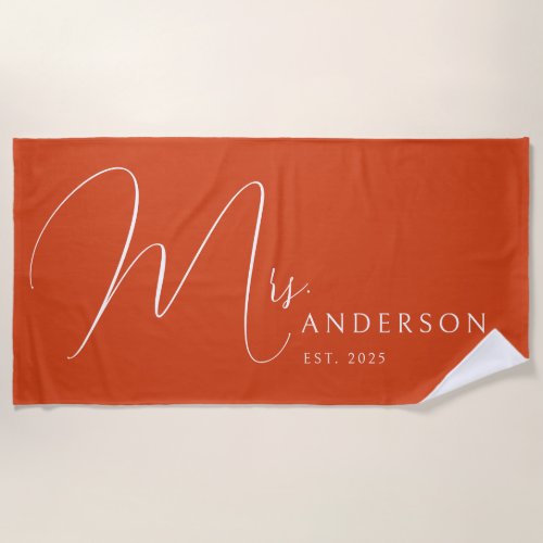 Burnt Orange Newlyweds Name Personalized Honeymoon
