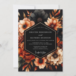 Burnt Orange Noir Bloom Wedding Invitation