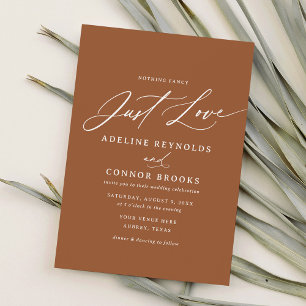 Burnt Orange Nothing Fancy Just Love Wedding Invitation