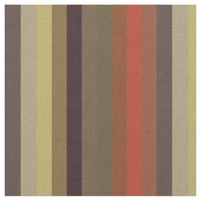 Burnt Orange & Olive Retro stripes Fabric (Close Up)