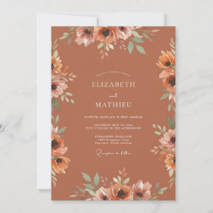 Burnt Orange Organic Harvest Wedding Invitation