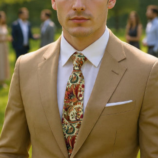 Burnt Orange Paisley Necktie | Vintage Style