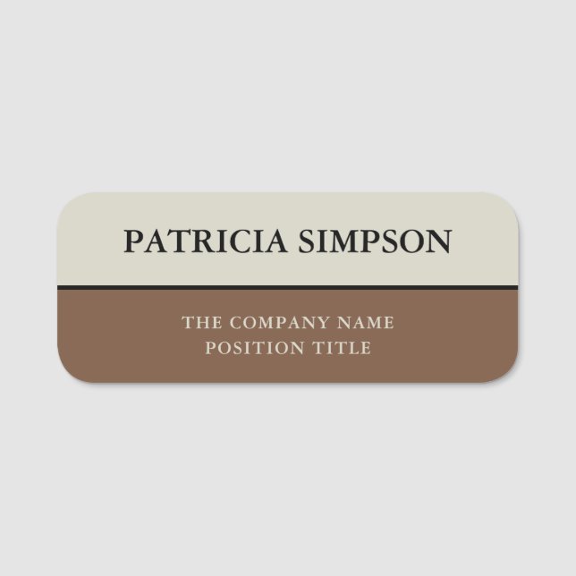 Burnt Orange Pastel Beige Fusion Name Tag (Front)