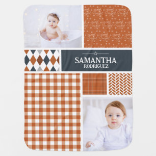 Burnt Orange Patterns Photo Baby Blanket