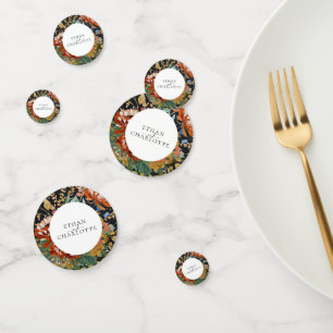 Burnt Orange Peony Floral Painting Gold Wedding Confetti