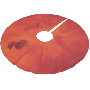 Burnt Orange Persimmon Leaf Abtract Autumn Brushed Polyester Tree Skirt