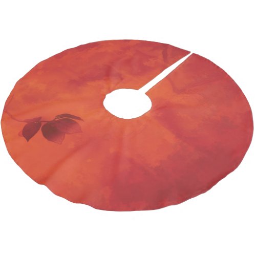 Burnt Orange Persimmon Leaf Abtract Autumn Brushed Polyester Tree Skirt