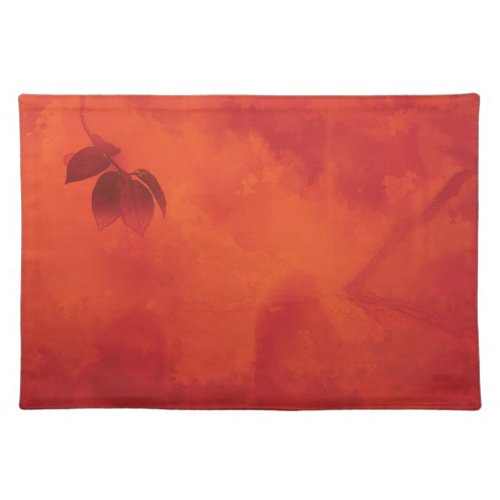 Burnt Orange Persimmon Leaf Abtract Autumn Cloth Placemat