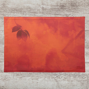 Burnt Orange Persimmon Leaf Abtract Autumn Cloth Placemat