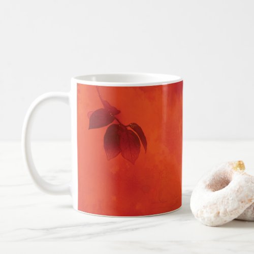 Burnt Orange Persimmon Leaf Abtract Autumn Coffee Mug