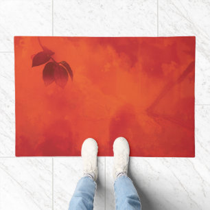 Burnt Orange Persimmon Leaf Abtract Autumn Doormat
