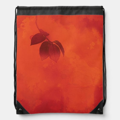 Burnt Orange Persimmon Leaf Abtract Autumn Drawstring Bag