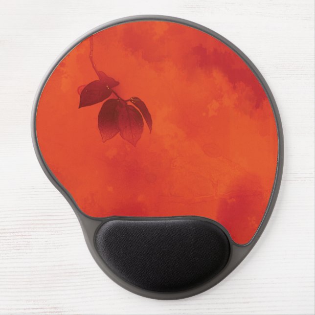 Burnt Orange Persimmon Leaf Abtract Autumn Gel Mouse Pad (Front)