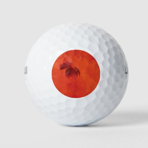 Burnt Orange Persimmon Leaf Abtract Autumn Golf Balls