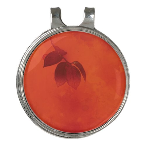 Burnt Orange Persimmon Leaf Abtract Autumn Golf Hat Clip