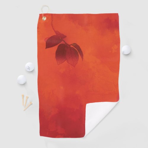 Burnt Orange Persimmon Leaf Abtract Autumn Golf Towel