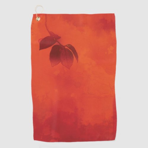 Burnt Orange Persimmon Leaf Abtract Autumn Golf Towel