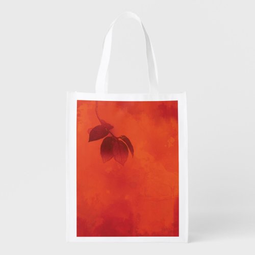 Burnt Orange Persimmon Leaf Abtract Autumn Grocery Bag