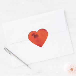 Burnt Orange Persimmon Leaf Abtract Autumn Heart Sticker