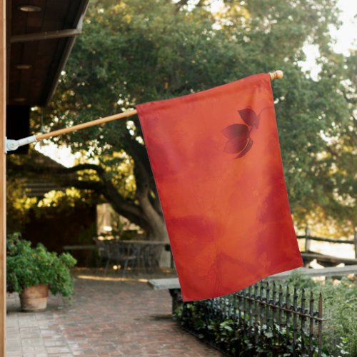 Burnt Orange Persimmon Leaf Abtract Autumn House Flag