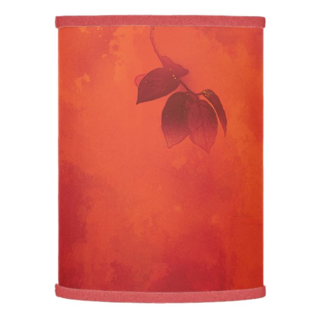Burnt Orange Persimmon Leaf Abtract Autumn Lamp Shade (Left)