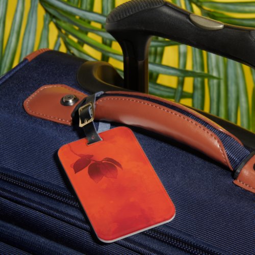 Burnt Orange Persimmon Leaf Abtract Autumn Luggage Tag