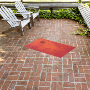 Burnt Orange Persimmon Leaf Abtract Autumn Outdoor Rug