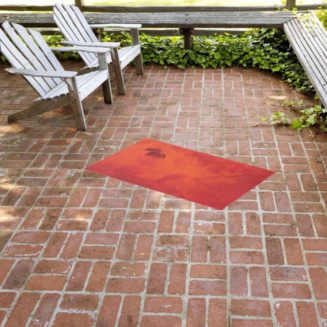 Burnt Orange Persimmon Leaf Abtract Autumn Outdoor Rug (Insitu (Outdoor 3))