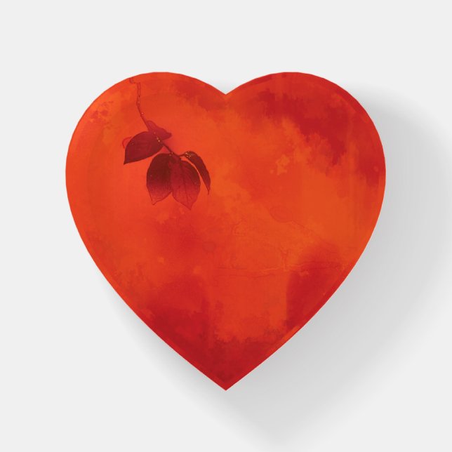 Burnt Orange Persimmon Leaf Abtract Autumn Paperweight (Front)