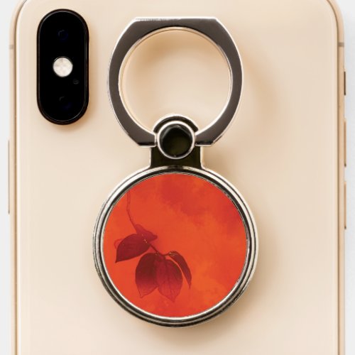 Burnt Orange Persimmon Leaf Abtract Autumn Phone Ring Stand
