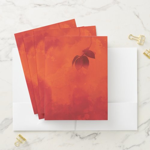 Burnt Orange Persimmon Leaf Abtract Autumn Pocket Folder