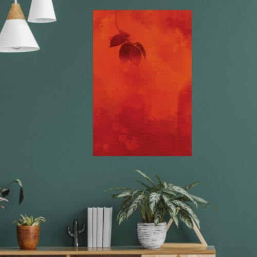 Burnt Orange Persimmon Leaf Abtract Autumn Poster